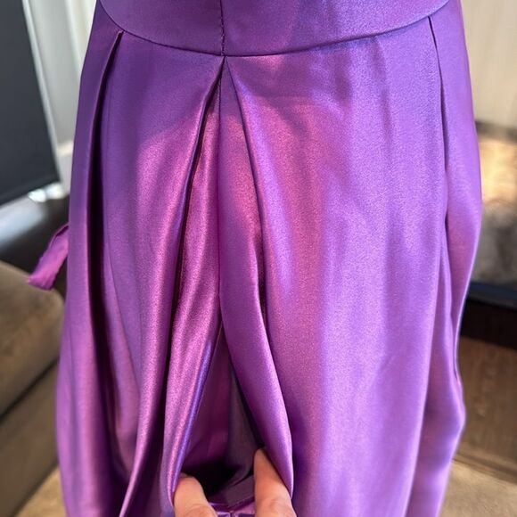 Women’s Purple Satin Off The Shoulder Prom Party Formal Dress Corset Size 4 NWOT - Picture 8 of 11